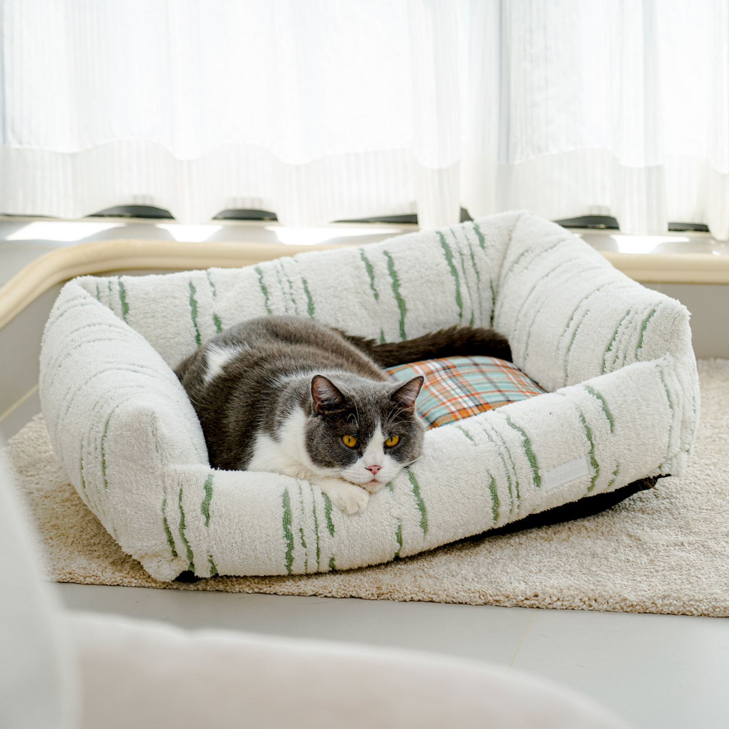 复古格子猫窝开放式冬天狗窝大号全可拆洗宠物窝冬季保暖小型犬