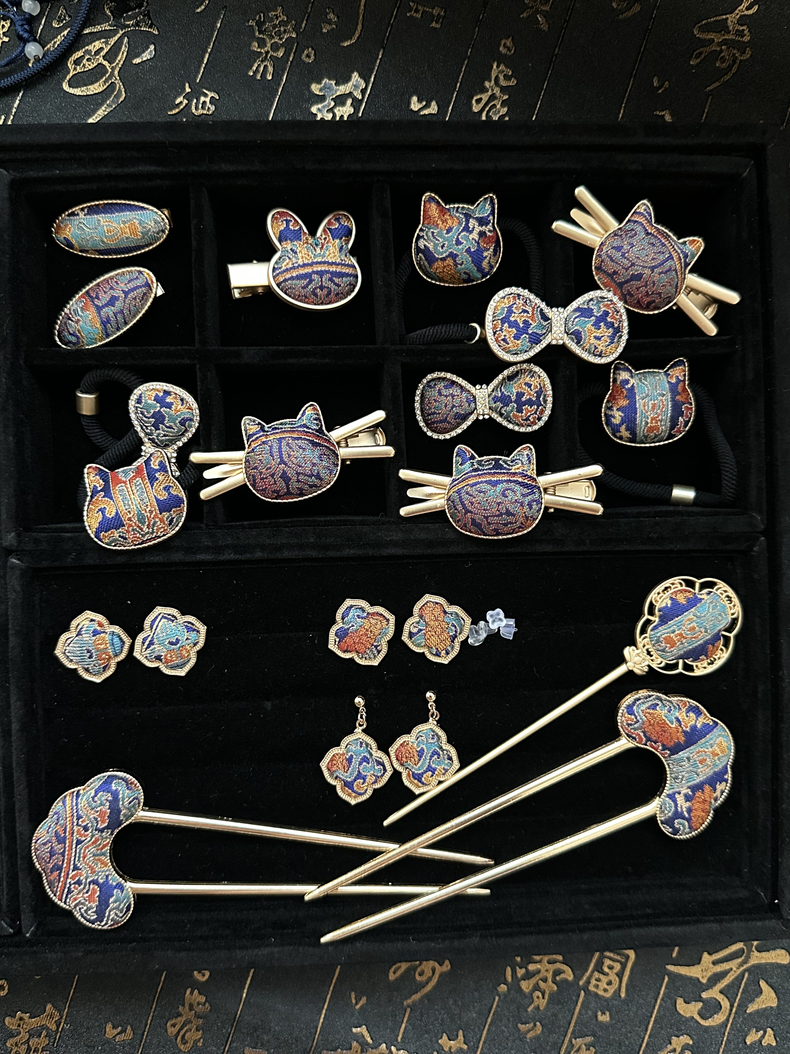 非遗名家宋锦百分桑蚕丝国风古风汉服旗袍旗装发夹蝴蝶结发饰头饰