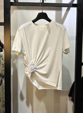 专柜同款百搭设计感不规则休闲短袖T恤124220VT201