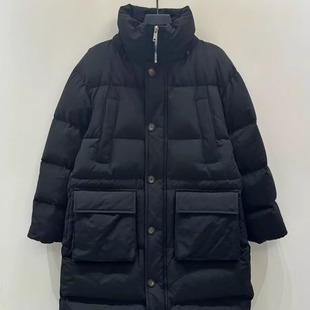 韩国东大门Blossom高端大口袋长款立领双排扣鹅绒连帽休闲羽绒服