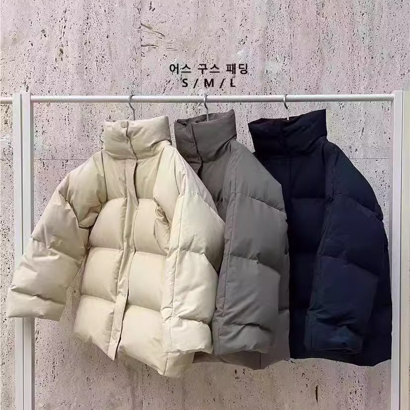 现货BLOSSOM韩国东大门23新款鹅绒羽绒服立领按扣简约高级感外套