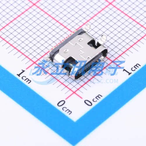 TYPE-C 16P CB0.8 073 Type-C 3.1USB连接器16P卧贴母座沉板0.8mm