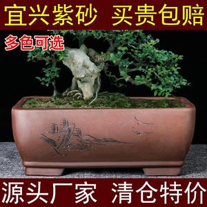 宜兴紫砂花盆长方形清仓特价特大号底座托盘盆景盆简约绿植小陶瓷