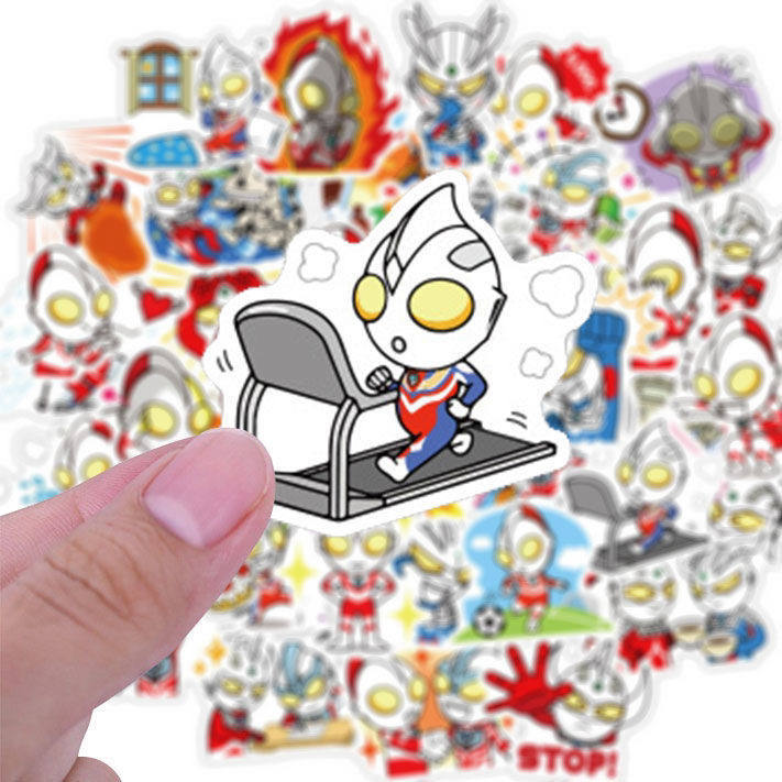 50张q版奥特曼表情包卡通动漫贴纸笔记本手账手机旅行箱装饰贴画