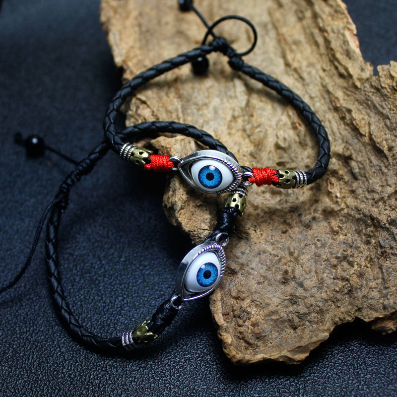 本命年脚链男 韩版个性红绳蓝眼睛成人男款时尚男生简约日韩脚绳