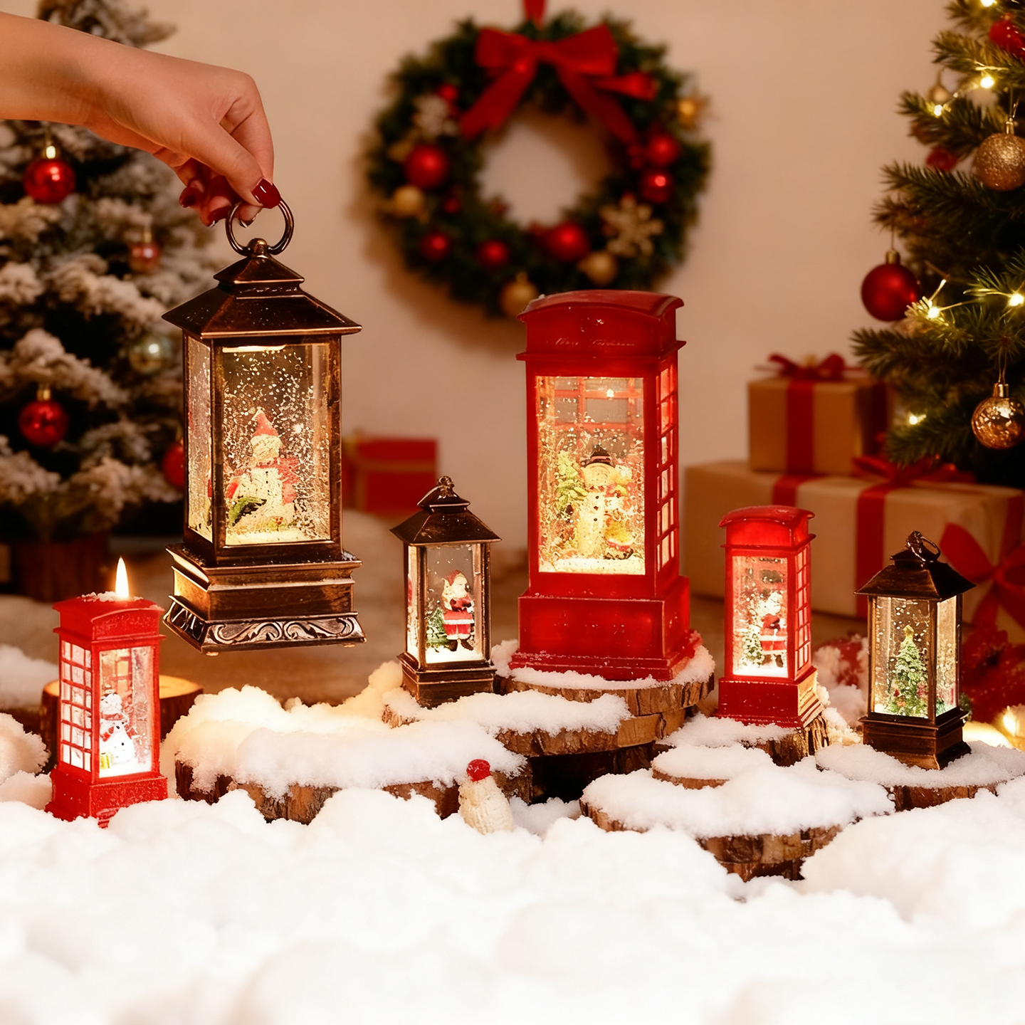 圣诞节装饰品风灯创意摆件