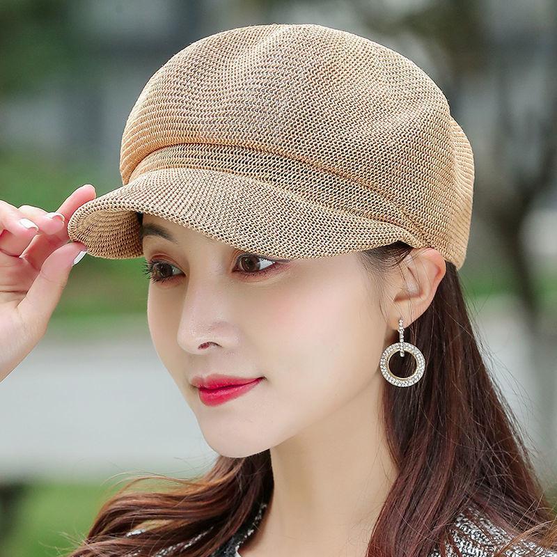 帽子遮阳帽女防晒轻便款薄款针织透气前进帽夏季贝雷帽蓓蕾鸭舌帽