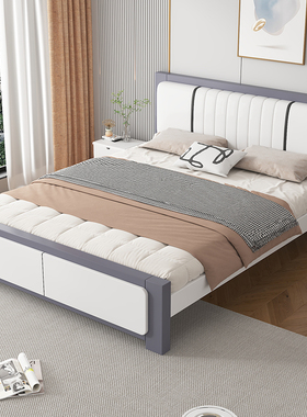 实木床简约现代家用1.5米软包双人床经济型出租房用1.2米单人床架