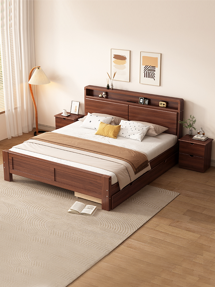 实木床1米8双人床经济型出租房用1米2单人床排骨架床架1.5米大床