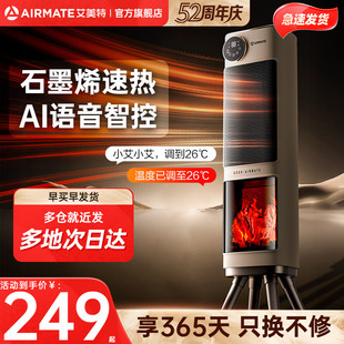 艾美特暖风机取暖器家用节能石墨烯电暖器壁炉小太阳烤火炉k119