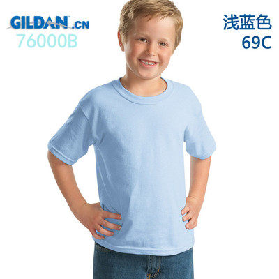 GILDAN进口全棉儿童文化衫圆领短袖T恤定制LOGO印字培训班广告衫