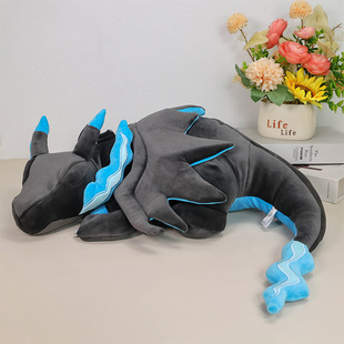 小精灵趴姿睡眠Mega百万进化喷火龙X绒公仔玩具公仔娃娃抱枕靠枕