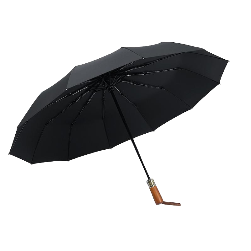 【高端商务伞】全自动雨伞木柄男士黑胶防晒遮阳伞晴雨两用12骨
