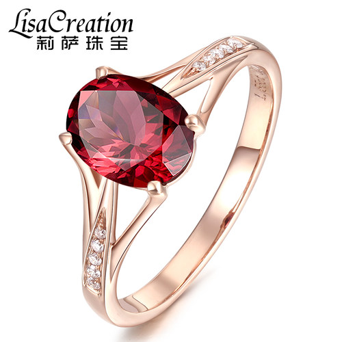 莉萨克拉玫瑰金彩色石榴石戒指