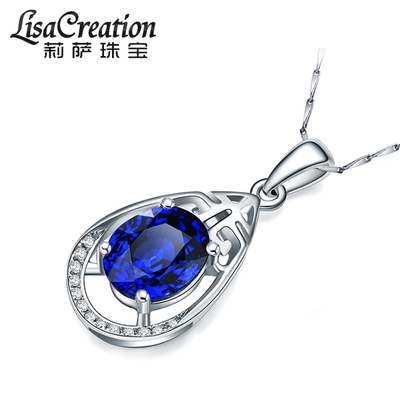 莉萨珠宝白色18K坦桑石钻石吊坠