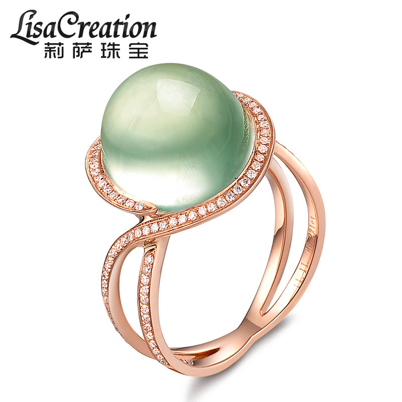 96克拉天然葡萄石戒指18k金镶嵌宝石钻石女款戒指