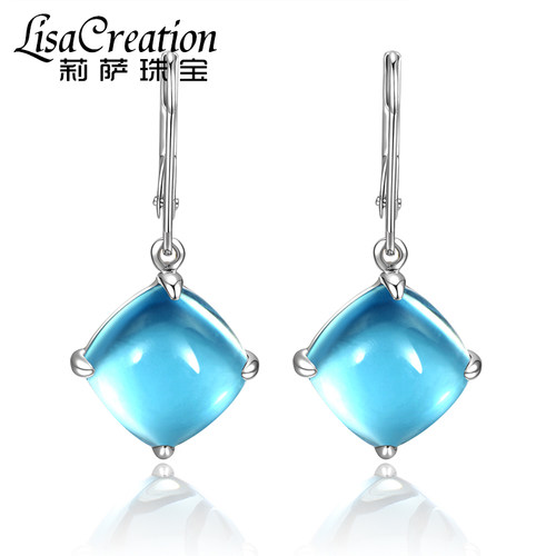 莉萨珠宝12克拉瑞士蓝耳饰托帕石