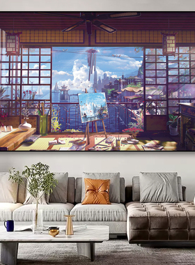 二次元风景动漫挂画日式房间床头卧室客厅沙发背景唯美壁画装饰画