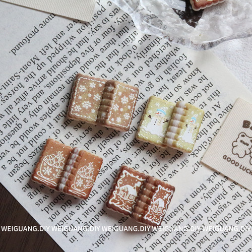 糖霜饼干雪人浮雕通孔可爱亚克力手机链diy串珠斜孔配件手链珠子