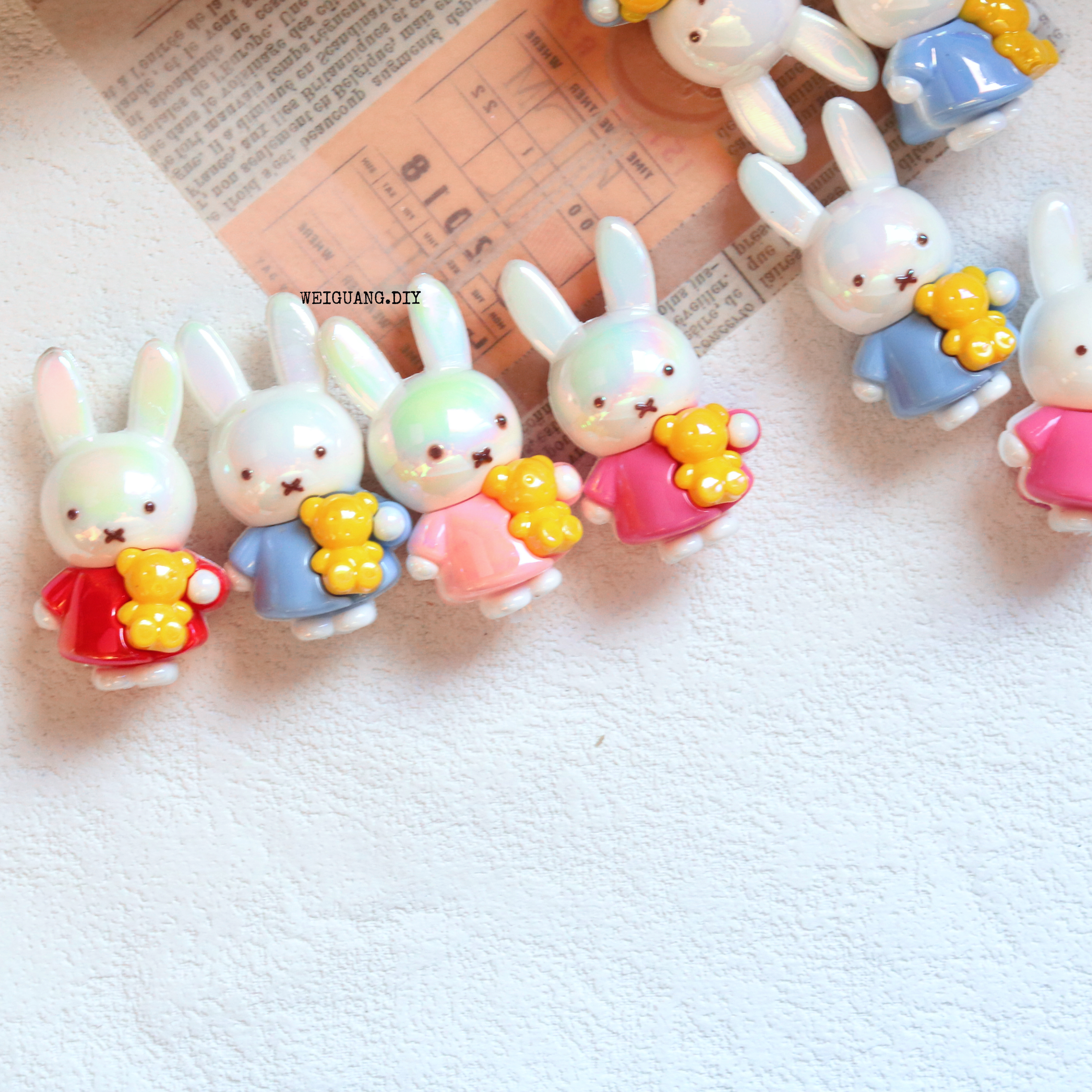 米菲兔卡通动漫可爱软胶镀uv通孔DIY包包钥匙链扣吊饰手机链配件