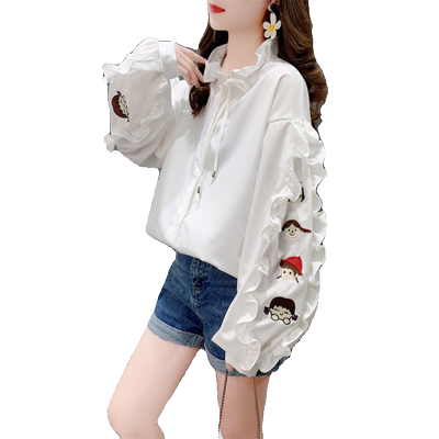 法式刺绣别致白色内搭衬衫女