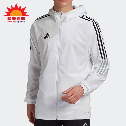 阿迪男年服连帽上衣梭织防风夹克