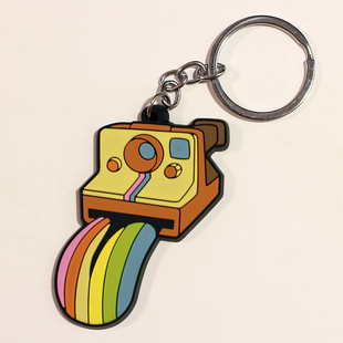 创意复古宝丽来 小彩虹 onestep 钥匙扣 彩虹机钥匙圈挂件 软橡胶