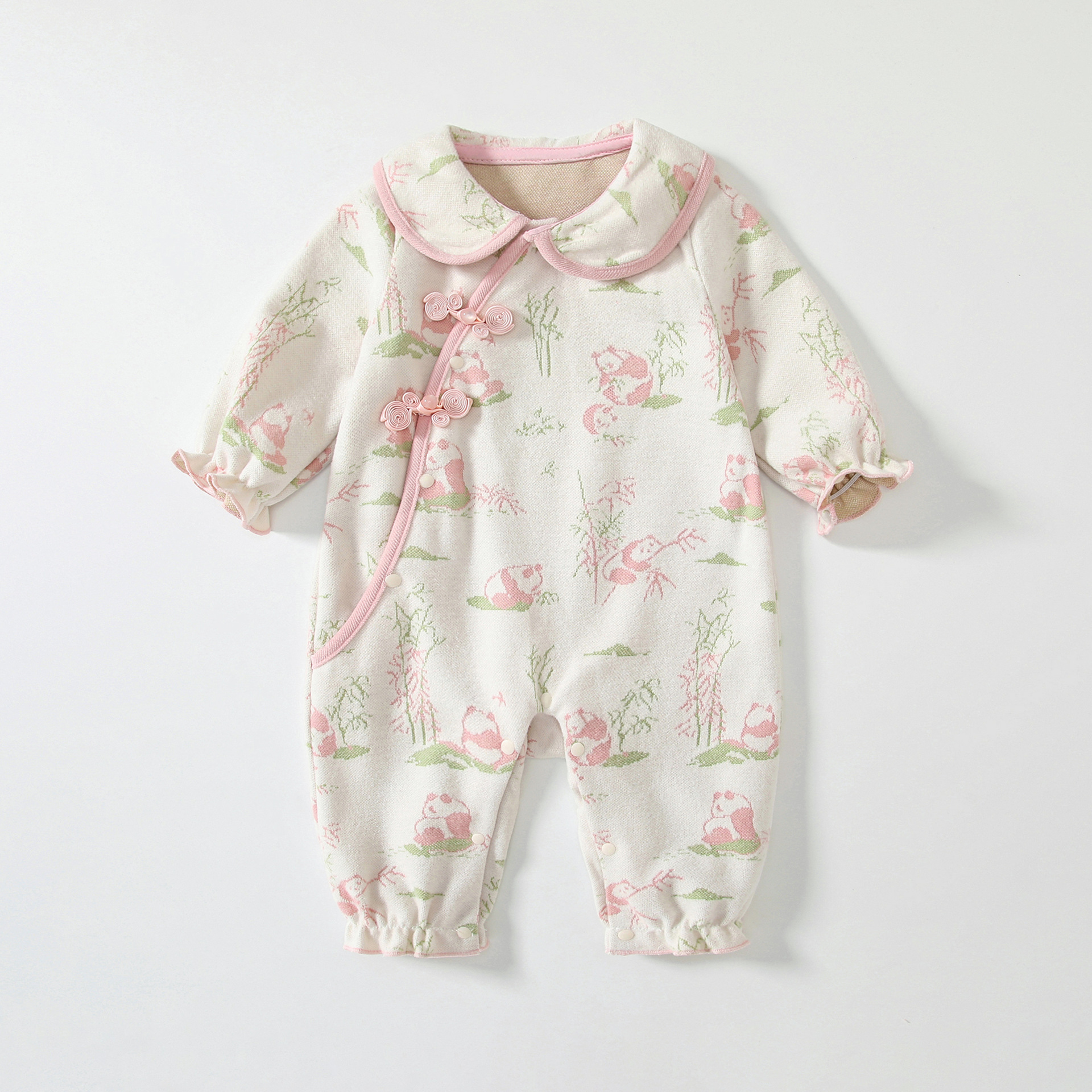 婴儿衣服春秋装a类新生女宝宝连体衣新中式百日宴婴幼儿周岁爬服