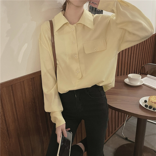 Real price! Vintage Hong Kong Style autumn versatile long sleeve shirt women's French minority goddess blouse