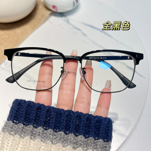 目里目外55mm大框眉毛框经典黑色文艺男生大脸近视眼镜框专业配镜