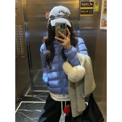 卡盛蓝色轻薄排骨羽绒服外套