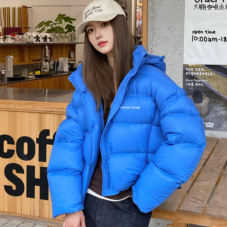 卡盛蓝色百搭防风羽绒服外套