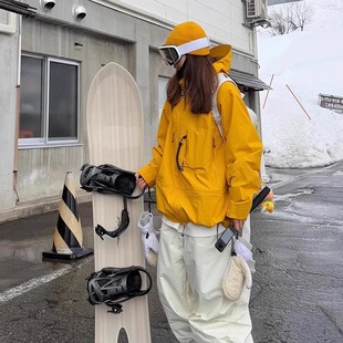 新款 2025冬季 户外防风防水保暖出片雪服 女款 卡盛亮黄色滑雪服套装