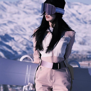 卡盛粉色连体滑雪服女2026新款秋冬季户外超好看收腰双板雪服套装