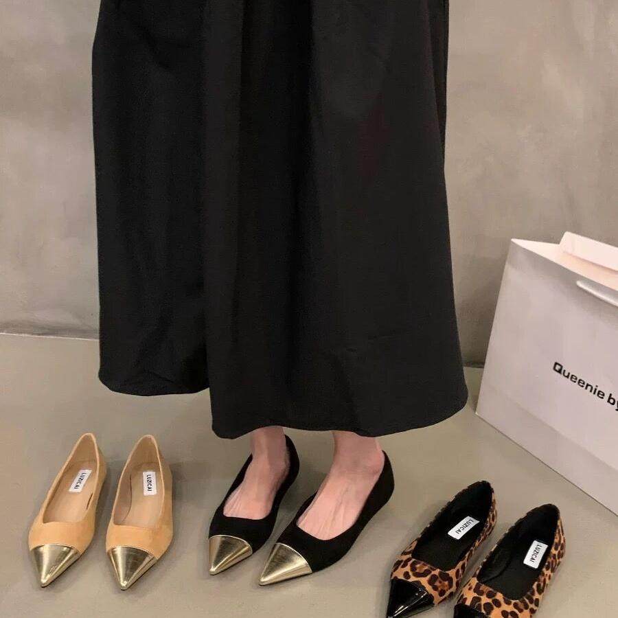 2024年春秋新款尖头单鞋浅口女鞋豹纹软平底通勤百搭一脚蹬豆豆鞋,女鞋,浅口单鞋,淘宝优惠券,粉丝福利购,淘宝优惠卷