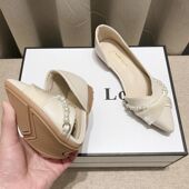 女2024夏季 新款 百搭浅口仙女风平底侧空软底工作四季 尖头单鞋 瓢鞋