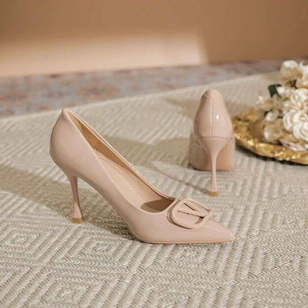 裸色高跟鞋女2025新款小众气质名媛细跟配裙子单鞋大码女鞋41到44,女鞋,浅口单鞋,淘宝优惠券,粉丝福利购,淘宝优惠卷