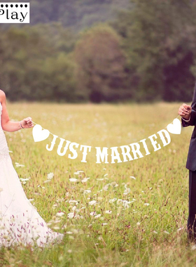 Vintage Wedding Bunting Just Married Photo Booth Prop