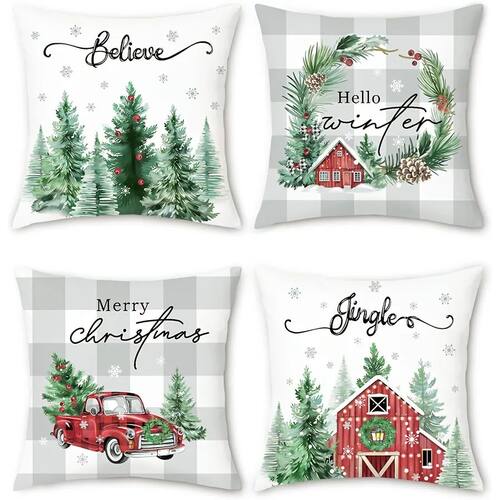 Christmas Themed Pillowcases: Believe, Hello Winter, Merry C