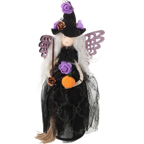 Witch Doll Halloween Veil Witch With Spider Web Skirt Doll W