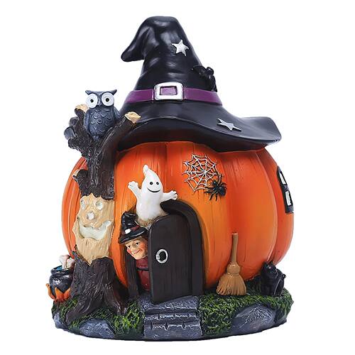 Halloween Decoration Halloween Witch House Statue Glowing Re