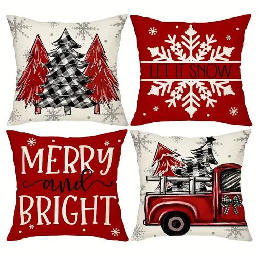 4pcs Christmas Pillow Covers 45x45cm Pillowcases Navidad Xma