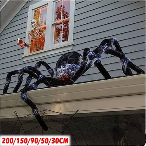 30/50/90/150/200cm Halloween Black Plush Spider Decoration P