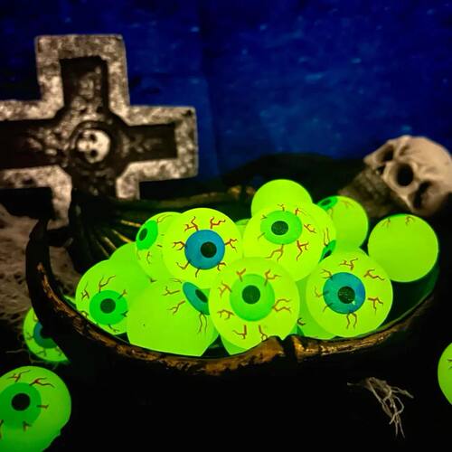 10pcs Glow in The Dark Eyeball 32MM Bouncy Ball Halloween Su