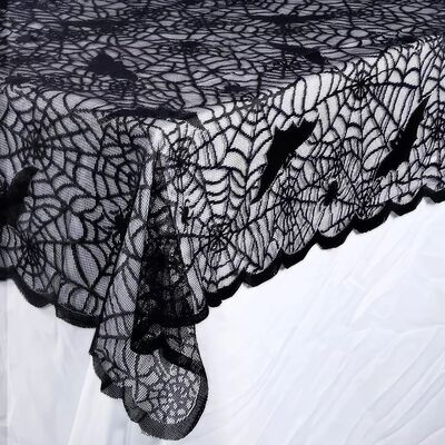 1 Piece Halloween Lace Tablecloth Bat Net Skull Pattern Rect
