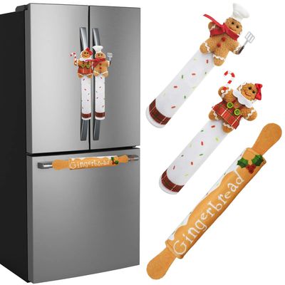 OurWarm Christmas Refrigerator Handle Covers Set of 3, Festi