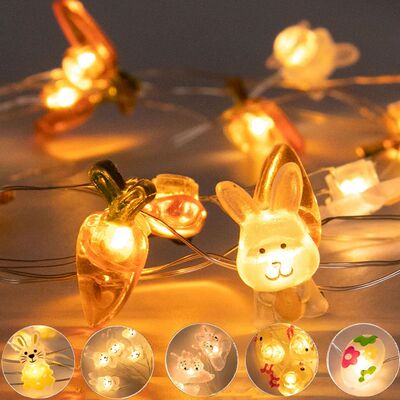 2M Easter LED Bunny Eggs String Lights Easter Decorations Fo
