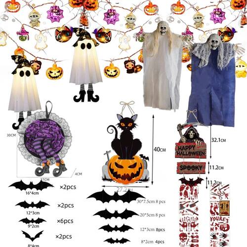 Halloween Decoraiotns LED Light Hanging Ghost Skeleton Door