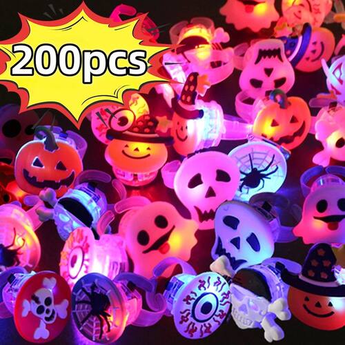 Halloween LED Glow Ring Creative Pumpkin Ghost Skeleton Glow