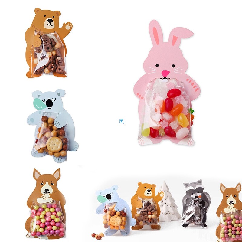 10pcs goodie bags cartoon animal paper plastic gift bag